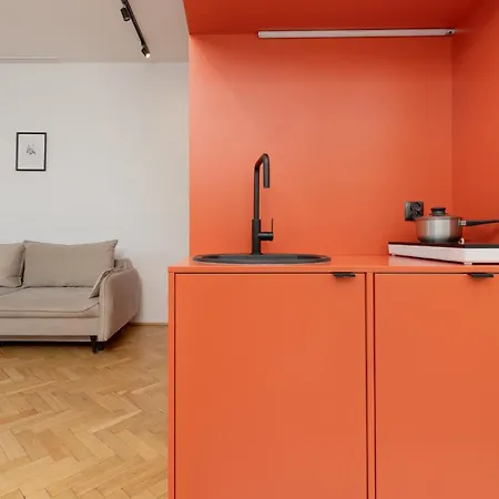 Comfortable Modern Orange Studio In By Renters דירה